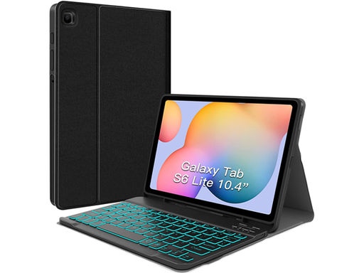 [104647] COVER JUQITECH PARASAMSUNG GALAXY TAB S6 LITE 10.4", TECLADO INALAMBRICO, SOPORTE PARA S PEN, NEGRO