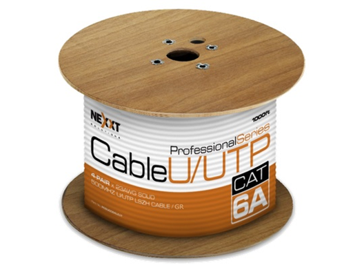 [104675] ROLLO DE CABLE UTP NEXXT, CAT6A, 1000 PIES, 23 AWG, 100% COBRE, CHAQUETA TIPO LSZH, 4 PARES, 500HZ, GRIS.