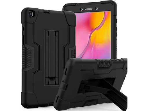 [104789] COVER CANTIS PARA SAMSUNG GALAXY TAB A 8.0", A PRUEBA DE CHOQUES, KICKSTAND, NEGRO