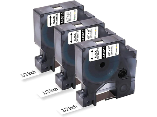 [104796] CINTA LABEL PARA IMPRESORA DYMO D1, 1/2 INCH X 23FT, 12MM X 7M, NEGRO/BLANCO, PAQUETE DE 3