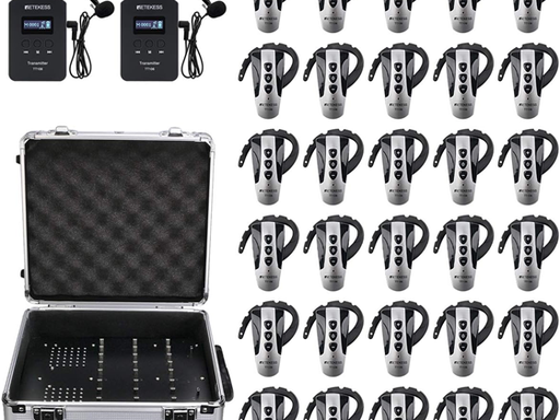 [104838] SISTEMAS DE AUDIO RETEKESS TT106 PARA GUIAS TURITICOS, INTERPRETACION SIMULTANEA, 150 M/492FT, ADMITE 2 TRANSMISORES EN UN GRUPO, 2X TRANSMISORES, 30X RECEPTORES