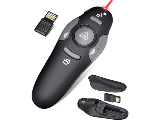 [104885] CONTROL PRESENTADOR WIRELESS CON PUNTERO LASER ROJO INTEGRADO, HASTA 98FT, NEGRO