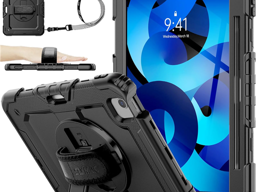 [104904] COVER SEYMAC PARA SAMSUNG GALAXY TAB A7 10.4" 2022, SOPORTE GIRATORIO 360, CORREA DE MANO, CORREA PARA EL HOMBRO, CUERPO COMPLETO RESISTENTE A LOS GOLPES, NEGRO