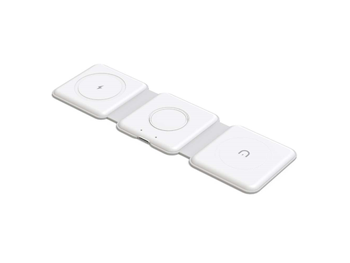 [105665] TRIPLE ALMOHADILLA DE CARGA INALÁMBRICA, 15 W, CARGA RAPIDA, 3 DISPOSITIVOS A LA VEZ, COMPATIBLE CON SMARTPHONES, AURICULARES Y APPLE WATCH. NEGRO (CX5326BK).