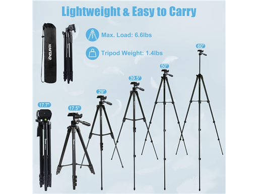 [105705] TRIPODE PARA CAMARA CANON REBEL EOS NIKON DSLR ENDURAX 60", NEGRO