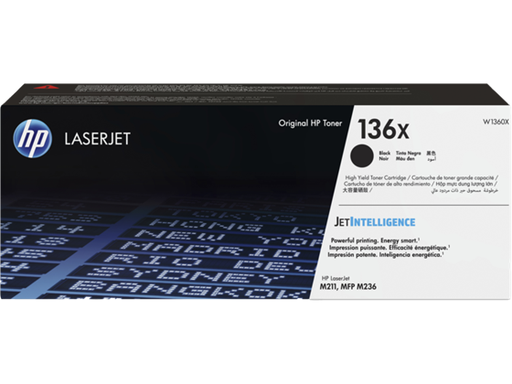 [105824] TONER HP - 136X - W1360X - NEGRO -  -2600 PAGINAS - PARA IMPRESORA LASERJET - M211D - M211DW - M236D - M236DW - M236SDN - M236SDW
