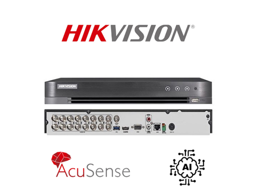 [106093] DVR DE 16 CANALES HIKVISION ACUSENSE H.264+, 2 HDD HASTA 10 TB, AUDIO BIDIRECCIONAL VIA COAXIAL CABLE