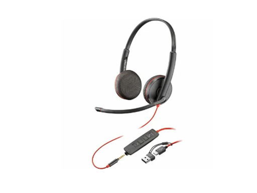 [106316] AUDIFONO CON MICROFONO POLY BLACKWIRE 3225- USB TIPO C - ESTEREO - CON CONTROL DE VOLUMEN Y MICROFONO EN EL CABLE, CANCELACION DE RUIDO, BINAURAL. (8X229A6)