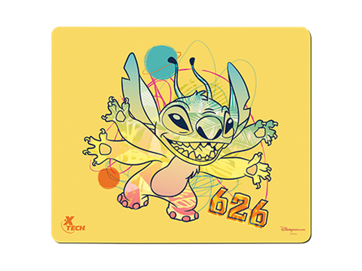 [106859] MOUSE PAD XTECH DISNEY STICH, SUPERFICIE DE TELA, AMARILLO, DIMENSIONES 22X18X0.2CM (XTA-D100ST-YL)