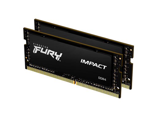 [106904] MEMORIA 64GB (2X32GB) KINGSTON FURY IMPACT BLACK, KIT DE 2, P/LAPTOP, DDR4 3,200 MHZ, CL20 SODIMM (KF432S20IBK2/64)