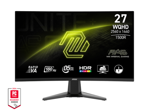[106953] MONITOR MSI MAG 27CQ6F GAMING, 27" 2K (2560 X 1440), CURVO 1500R, 180 HZ, RAPID VA 0.5 MS, (AMD FREESYNC), 1X HDMI 2.0B, 1X DISPLAYPORT 1.4B