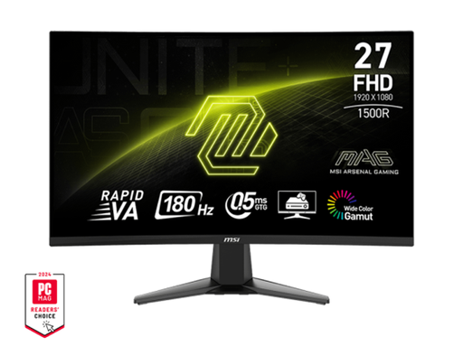[106954] MONITOR MSI MAG 27CQ6F GAMING, 27" FHD (1920 X 1080), CURVO 1500R, 180 HZ, RAPID VA 0.5 MS, (AMD FREESYNC), 1X HDMI 2.0B, 1X DISPLAYPORT 1.2B