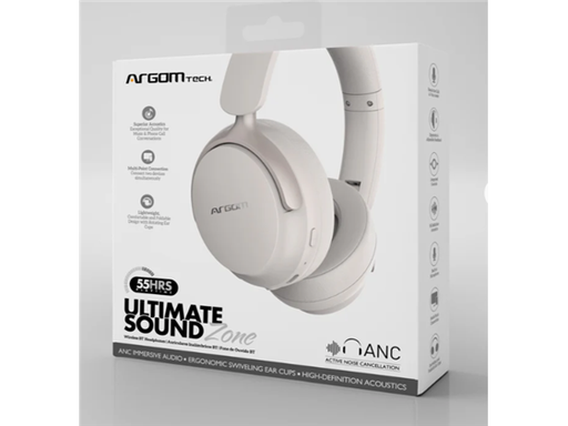 [107153] AUDIFONO ARGOM ULTIMATE SOUND ZONE BT 5.4 , CANCELACION DE RUIDO, TIEMPO DE MUSICA/LLAMADA HASTA 55 HORAS, CONEXIÓN MULTIPUNTOS, PUERTO DE CARGA TIPO C, DIADEMA ERGONÓMICA Y AJUSTABLE, COLOR BEIGE. (ARG-HS-2682BG)