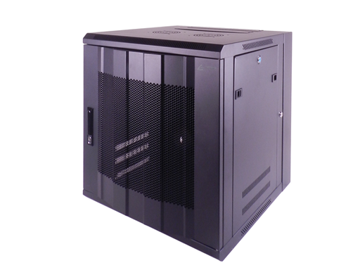 [95797] GABINETE DE PARED NETSYS, 12U, PUERTA FRONTAL CON CRISTAL TEMPLADO CON CERRADURA, BLACK, PANELES LATERALES VENTILADOS, 2 RANURAS ABANICO, 24" ALTURA, 23.5" ANCHO Y 24" PROFUNDIDAD (NET-771222424GD)