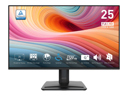 [107471] MONITOR MSI MP251L E2, 24.5", 1X HDMI, 1X VGA, 120 HZ, RAPID IPS, FHD, 1920 X 1080, TECNOLOGIA EYESERGO, TECNOLOGIA MSI EYE CARE.