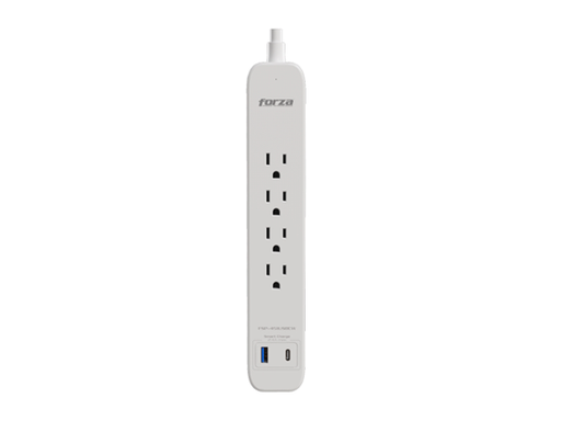 [107495] PROTECTOR DE SOBRETENSIÓN DE 1625W / 500J, COMPATIBLE CON VOLTAJE DE ENTRADA 110V/220V, EQUIPADO CON 4 SALIDAS NEMA 5-15R, 1 PUERTO USB TIPO A Y 1 PUERTO USB TIPO C, CONECTOR DE ENTRADA NEMA 5-15P Y LUZ LED INDICADORA DE ESTADO. IDEAL PARA USO RESIDENCIAL U OFICINA, PROTEGE DISPOSITIVOS ELECTRÓNICOS CONTRA PICOS DE VOLTAJE.