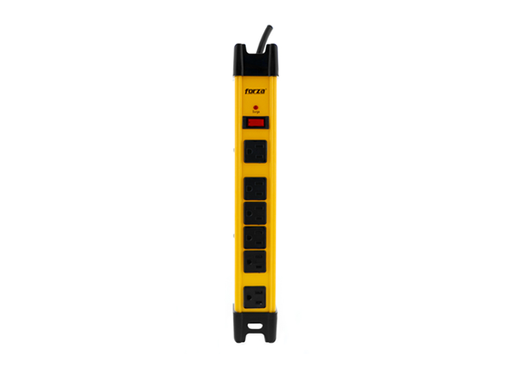 [107498] REGLETA PROTECTOR DE SOBRETENSIÓN CON ESTRUCTURA METÁLICA DE ALTA DURABILIDAD, CAPACIDAD DE CARGA DE 2200W Y NIVEL DE PROTECCIÓN DE 1200 JOULES, FUNCIONA CON VOLTAJE DE ENTRADA DE 110V/220V. INCLUYE 6 SALIDAS NEMA 5-15R Y ENTRADA NEMA 5-15P. INTEGRADO CON INDICADOR LED DE ESTADO PARA MONITOREO INSTANTÁNEO, IDEAL PARA ENTORNOS QUE REQUIEREN MAYOR RESISTENCIA Y FIABILIDAD EN LA PROTECCIÓN ELÉCTRICA.