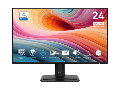 [107660] MONITOR MSI PRO MP242A E2, 23.8", 1X HDMI, 1X DISPLAYPORT 1.2A, 1X HEADPHONE-OUT, D-SUB(VGA), 120 HZ, IPS, FHD, 1920 X 1080, TECNOLOGIA EYESERGO, VESA