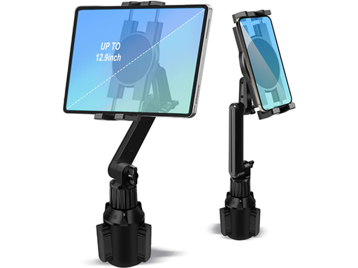 [107698] SOPORTE UNIVERSAL PARA SMARTPHONES, TABLET Y TABLETAS, PARA PORTA VASOS, AJUSTABLE A EQUIPOS DESDE 9.7" HASTA 12.9"