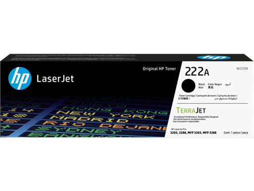 [104887] TONER HP 222A - W2220A - NEGRO - 1,300 PAGINAS - PARA IMPRESORA COLOR LASERJET - 3303SDW, 3303FDW