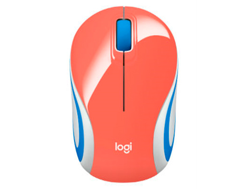 [85083] MOUSE LOGITECH M187 INALAMBRICO MINI OPTICO, CORAL, USB NANO RECEIVER - SMART SLEEP.
