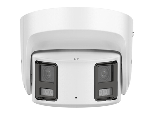 [106576] CAMARA DE VIGILANCIA HIKVISION TURRET IP PANORÁMICA 8 MEGAPÍXEL,2 LENTES 4 MM (180°) ,IMAGEN A COLOR 24/7 (COLORVU), POE , WDR 130°, IP67, ACUSENSE, LUZ ESTROBOSCÓPICA Y ALARMA AUDIBLE