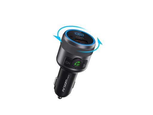 [91590] ADAPTADOR BLUETOOTH ARGOM SPECTRO T1, MANOS LIBRES LLAMADAS, MUSICA, USB 3.0 FAST-CHARGING 24W, 1X TYPE-C, LED DISPLAY, NEGRO ARG-AC-0343BK.