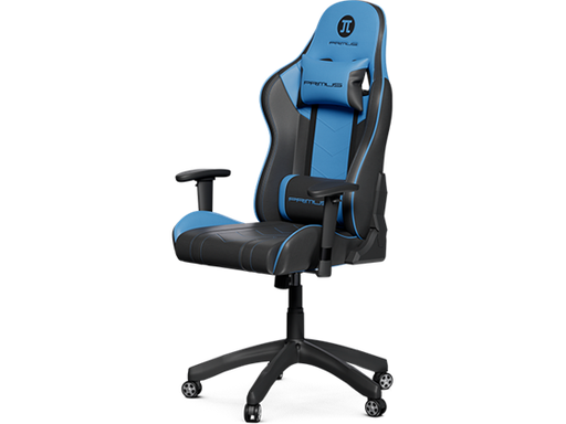 [106529] SILLA GAMING PRIMUS THRONO, DE PVC TIPO PIEL, ESPALDAR ALTO AJUSTABLE, REPOSO DE BRAZOS, ESPALDA Y CABEZA, ALTURA AJUSTABLE Y BASE CON RUEDAS ROBUSTAS, NEGRO/AZUL (PCH-103BL)