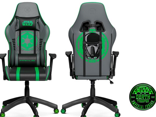 [107872] SILLA GAMING PRIMUS DEATH TROOPER THRONO 200S, ESPALDAR ALTO AJUSTABLE, REPOSO DE BRAZOS, ESPALDA Y CABEZA, ALTURA AJUSTABLE Y BASE CON RUEDAS ROBUSTAS, GRIS / VERDE (PCH-S103DT)