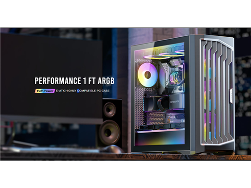 [107902] CASE GAMING ANTEC PERFORMANCE 1 FT ARGB FULL-TOWER. COLOR NEGRO. ESTE CHASIS ESTÁ DISEÑADO PARA UN RENDIMIENTO ÓPTIMO, CON PANELES DE MALLA METÁLICA PARA MÁXIMO FLUJO DE AIRE. CUENTA CON UN PANEL LATERAL DE VIDRIO TEMPLADO. INCLUYE TRES VENTILADORES ARGB DE 140MM EN EL FRONTAL Y UNO DE 120MM (NO ARGB) EN LA PARTE TRASERA. INCORPORA UNA PANTALLA EN EL PANEL SUPERIOR PARA MONITOREAR TEMPERATURAS DE CPU Y GPU. CONECTIVIDAD FRONTAL COMPLETA: DOS PUERTOS USB 3.0, UN PUERTO USB TIPO-C (10GBPS) Y CONECTOR DE AUDIO HD. GESTIÓN DE CABLES MEJORADA CON ESPACIO DE 30MM. SOPORTA PLACAS BASE E-ATX (HASTA 280MM), ATX, MICRO-ATX E ITX. ALTURA MÁXIMA DISIPADOR CPU: 175MM. LONGITUD MÁXIMA GPU: 400MM. CAPACIDAD PARA DOS UNIDADES DE 3.5"/2.5" Y DOS DE 2.5". FUENTE DE PODER ATX (HASTA 240MM). FILTROS DE POLVO REMOVIBLES FRONTAL, SUPERIOR E INFERIOR.