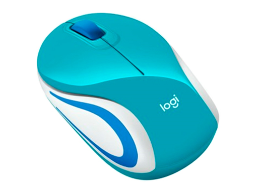 [85084] MOUSE LOGITECH M187 INALAMBRICO MINI OPTICO, BRIGHT TEAL, USB NANO RECEIVER - SMART SLEEP.