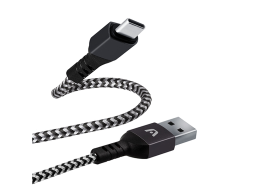 [91879] CABLE TIPO-C A USB 2.0 ARGOM, 6 PIES, NYLON TRENZADO, FLEXIBLE, NEGRO.