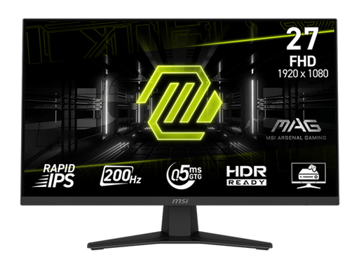 [107996] MONITOR MSI MAG 274F, 27" FHD (1920 X 1080), 200 HZ, RAPID IPS 0.5 MS GTG, 1X HDMI 2.0B, 1X DISPLAYPORT 1.2A 1X HEADPHONE-OUT