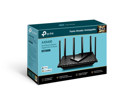 [108043] ROUTER TP-LINK , AX5400, WI-FI 6 (802.11AX), 6 ANTENAS DE ALTA GANANCIA, 1 PUERTO WAN, 4 PUERTOS LAN, 200 DISPOSITIVOS, IDEAL PARA HOGARES Y JUEGOS EN LÍNEA, ALTA VELOCIDAD Y BAJA LATENCIA