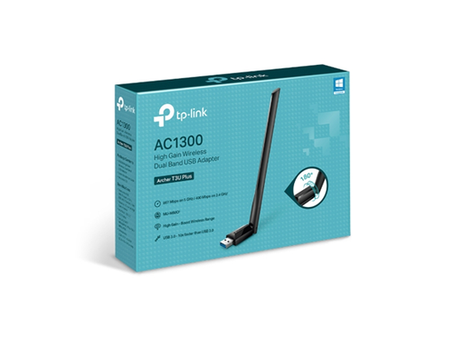[108045] ADAPTADOR USB INALÁMBRICO TP-LINK ARCHER T3U PLUS, AC1300, WI-FI 5 (802.11AC), DOBLE BANDA, PUERTO USB 3.0, COMPATIBLE CON WINDOWS Y MAC, ALTA VELOCIDAD Y ESTABILIDAD PARA JUEGOS Y STREAMING.