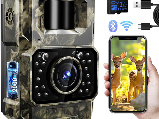 [108084] CAMARA DE VIGILANCIA MAXDONE DE EXTERIOR, CON BATERIA RECARGABLE 2000MAH (INTERNA) CON VISION NOCTURNA, BLUETOOTH, 48MP, IDEAL PARA CAZA Y VIDA SALVAJE