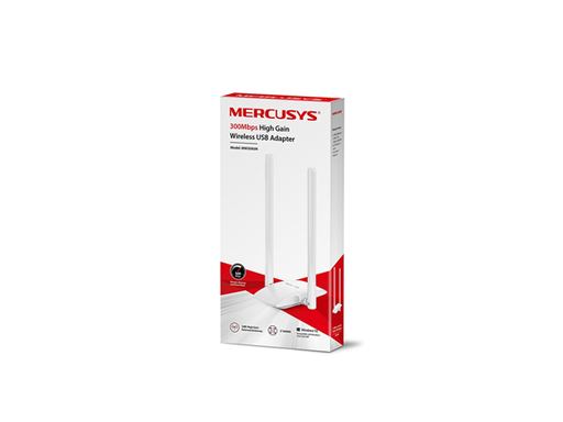 [108095] ADAPTADOR INALÁMBRICO TP-LINK MERCUSYS MW300UH USB 2.0 SINGLE BAND 300MBPS CON ANTENA DE ALTA GANANCIA, INTERFAZ DE ENTRADA: 1 PUERTO USB2.0, INTERFAZ DE SALIDA: CONEXIÓN WI-FI INALÁMBRICA BANDA ÚNICA 2.4 GHZ.