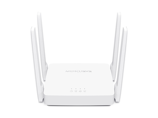 [108107] ROUTER WIRELESS TP-LINK MERCUSYS AC10 AC1200, 2.4GHZ/300MBPS, 5GHZ/867MBPS, 1 PUERTO WAN 10/100MBPS + 2 PUERTOS LAN 10/100MBPS, IEEE802.11AC/N/A (5GHZ), 802.11B/G/N (2.4GHZ), MU-MIMO, 4 ANTENAS EXTERNAS DE ALTA GANANCIA.