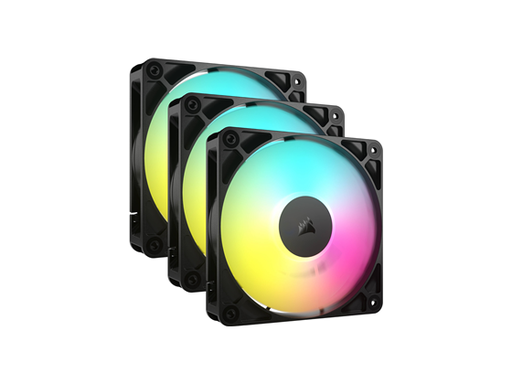[108153] ABANICO CORSAIR RS120 ARGB PARA CASE 120MM NEGRO, PAQUETE 3 UNIDADES, RODAMIENTO MAGNETICO, CONECTOR PWM 4 PINES EN CADENA (CO-9050181-WW)
