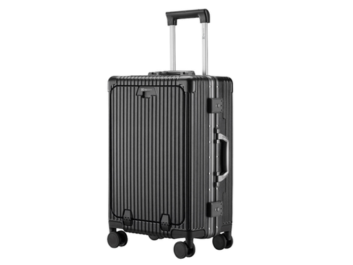 [108451] MALETA KLIPX XTREME GLOBEBIZMAN PREMIUM PARA VIAJES DE NEGOCIOS, CON RUEDAS, POLICARBONATO Y ALUMINIO, 4 COMPARTIMIENTOS ACOLCHADOS, 3 CERRADURAS TSA, SOPORTE PARA LAPTOP HASTA 15.6", PUERTOS USB (1X USB-A Y 1X USB-C), MANGO PLEGABLE CON SOPORTE PARA SMARTPHONE, 1X PORTA VASOS PLEGABLE (KNL-500)