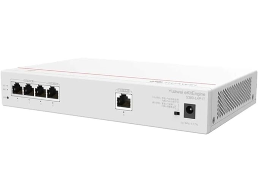[108872] ROUTER GATEWAY 4 PUERTOS HUAWEI S380-L4P1T - 1 X PUERTO GE WAN, 4 X PUERTOS GE POE LAN (50W POE+), HASTA 200 USUARIOS, 32 AP GESTIONABLES, ANCHO DE BANDA 1 GBPS, IP20