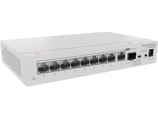 [108878] SWITCH 8 PUERTOS HUAWEI S110-8P2ST, NO ADMINISTRABLE, 20 GBPS, 8 X PUERTOS GE POE LAN (124W POE+), 1 X PUERTOS GE SFP Y 1 X PUERTO GE (UPLINK), RENDIMIENTO 14.88 MPPS, IP20