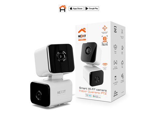 [109436] CAMARA DE VIGILANCIA NEXXT CON DOBLE LENTE 2K WIFI AC, 2K, PTZ, (1 LENTE FIJO Y EL OTRO CON MOVIMIENTO), VISION NOCTURNA A COLOR, RANURA MICRO SD, SIRENA CON 90 DECIBELES, MODO PATRULLA, 355 GRADOS (NHC-IP30DL)