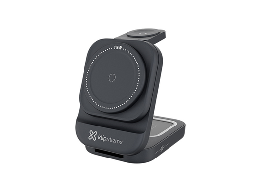 [109460] CARGADOR INALAMBRICO KLIP XTREME, CARGA RAPIDA, MAGNETICO, 15W, 3 DISPOSITIVOS SIMULTANEOS, (IPHONE - ANDRIOD), APPLE WATCH, AIRPOD USB-C 15W (KDC-150)