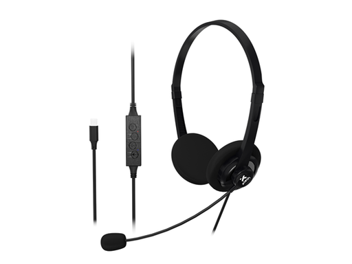 [109471] AUDIFONO CON MICROFONO XTECH, USB-C, ESTEREO, CON CONTROL DE VOLUMEN Y MUTE, MICROFONO CON CANCELACION DE RUIDO AMBIENTAL, NEGRO