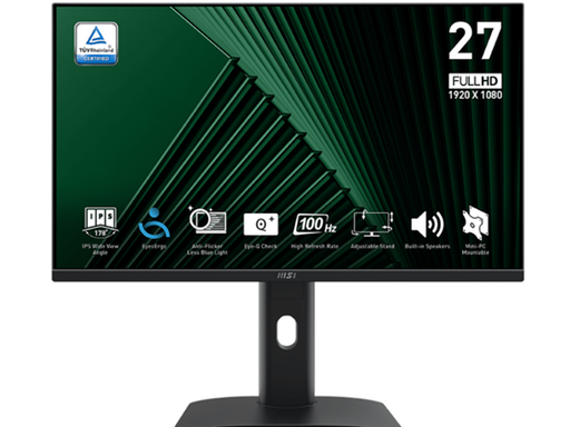 [109653] MONITOR MSI PRO MP275PG E14 27" IPS FHD 144HZ, 1X HDMI 2.0, 1X DISPLAYPORT 1.2A, 1X D-SUB (VGA), 1MS (MPRT) / 4MS (GTG), ADAPTIVE-SYNC, HDR READY, ALTAVOCES INTEGRADOS, JACK DE AUDIO, SOPORTE ERGONÓMICO AJUSTABLE, ANTI-GLARE, COLOR NEGRO (PRO MP275PG E14)