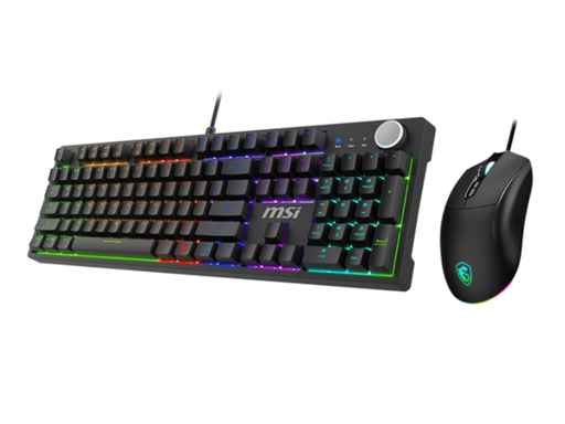 [109657] TECLADO Y MOUSE MSI FORGE GK320 COMBO RED US, ALÁMBRICO USB 2.0, INTERRUPTORES MECÁNICOS RED, ILUMINACIÓN LED RGB 13 MODOS, ANTI-GHOSTING TECLADO, SENSOR ÓPTICO 800-12800 DPI, 7 BOTONES EN MOUSE, PERCANCE DE VOLUMEN, COMPATIBLE WINDOWS 10/MAYORES, COLOR NEGRO (FORGE GK320 COMBO RED US)