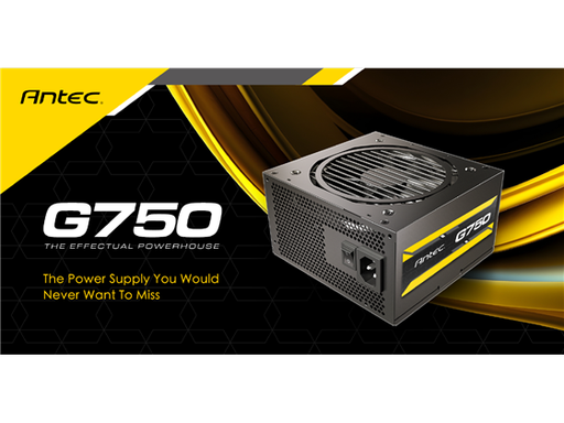 [109740] POWER SUPPLY ANTEC G750, POTENCIA DE 750W CON CERTIFICACIÓN 80 PLUS GOLD (230V EU). DISEÑO SEMI-MODULAR CON CABLES PLANOS (FLAT CABLE) PARA MEJOR GESTIÓN DE ESPACIO. INCLUYE UN ABANICO SILENCIOSO DE 120MM CON CONTROL TÉRMICO AVANZADO. PROTECCIÓN DE GRADO INDUSTRIAL CIRCUITSHIELD (OCP, OVP, SCP, ENTRE OTROS). CUENTA CON (1) CONECTOR MB 24-PIN, (2) CPU 8-PIN, (4) PCI-E 8-PIN, (6) SATA Y (3) MOLEX.