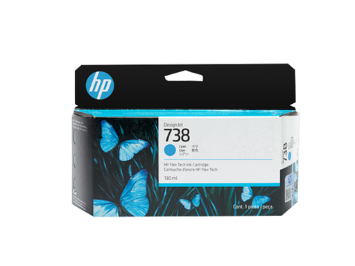 [109852] CARTUCHO HP 738 - 498N5A - CYAN - 130ML - PARA IMPRESORA DESIGNJET T850 / T850 MFP / T950 / T950 MFP.