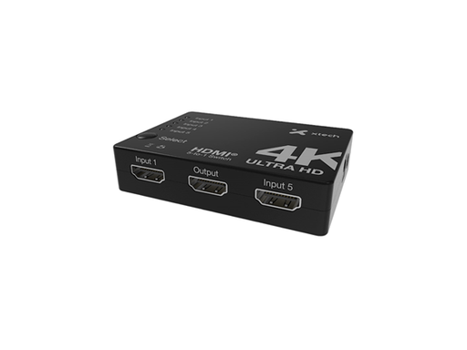 [109886] SWITCH HDMI XTECH, 5 PUERTOS, SOPORTE HASTA 4K 30HZ (XHA-430)